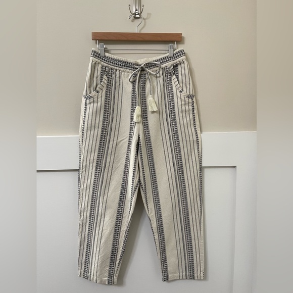 Anthropologie Black & Cream Geometric Essential Beach Casual Pants Size Medium - Picture 3 of 7